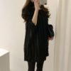 Three Quarter Korean Style Fashionable Elegant Mini Sweater Dress - Image 12