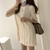 Three Quarter Korean Style Fashionable Elegant Mini Sweater Dress - Image 7