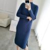 Turtleneck Straight Casual Slim Office Long Sweater Dress - Image 2