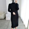 Turtleneck Straight Casual Slim Office Long Sweater Dress - Image 4