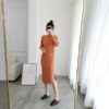 Turtleneck Straight Casual Slim Office Long Sweater Dress - Image 8