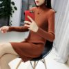 Turtleneck Warm Korean Style Minimalist Casual Sweater Dress - Image 2