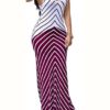 Two Tone Bold Stripe Design Long Dress - Image 2