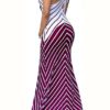 Two Tone Bold Stripe Design Long Dress - Image 3