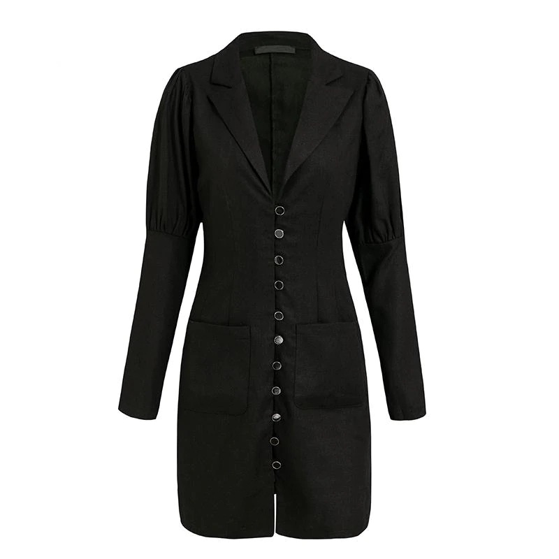 V Neck Button Slim Fashion Office Ladies Short Blazer Dress - Image 6