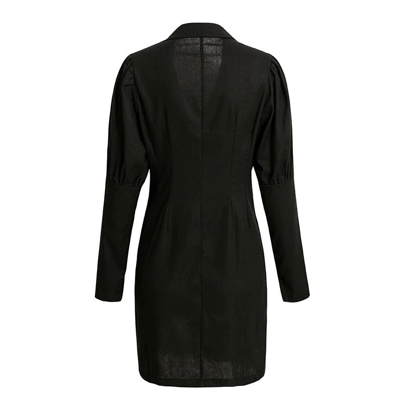 V Neck Button Slim Fashion Office Ladies Short Blazer Dress - Image 7