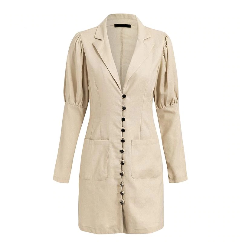 V Neck Button Slim Fashion Office Ladies Short Blazer Dress - Image 8