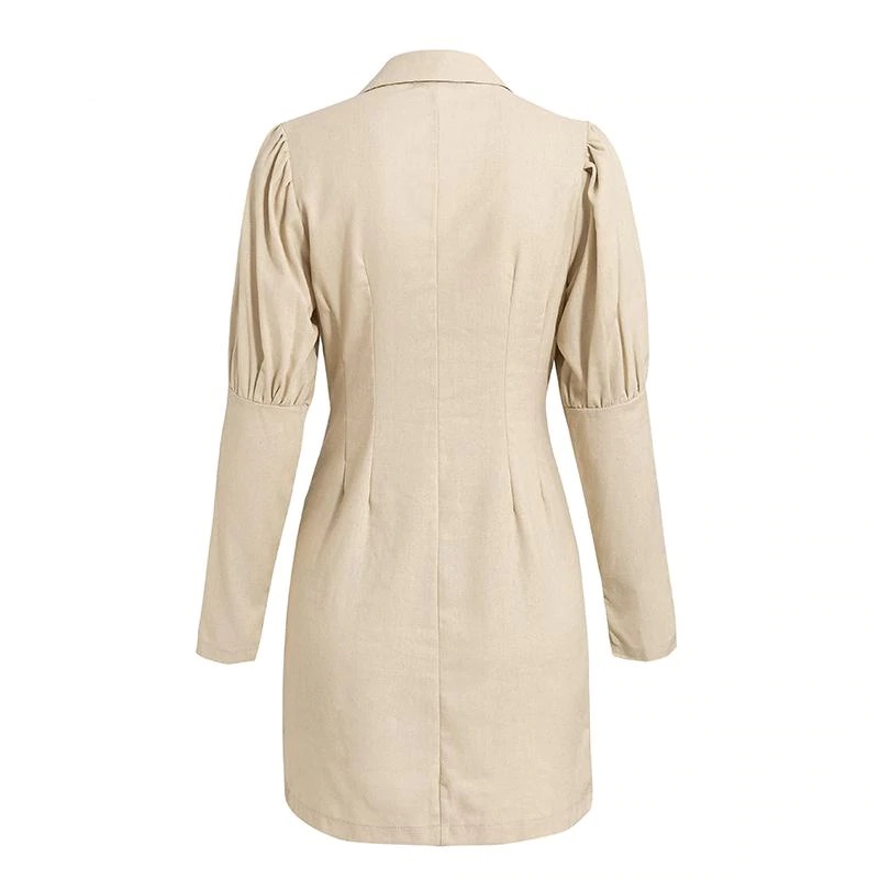 V Neck Button Slim Fashion Office Ladies Short Blazer Dress - Image 9