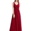V Neck Long Prom Dresses Back Keyhole Ruched A Line Floor Length Wedding Guest Bridesmaid Dresses