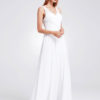 V Neck Long Prom Dresses Back Keyhole Ruched A Line Floor Length Wedding Guest Bridesmaid Dresses - Image 10