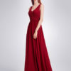 V Neck Long Prom Dresses Back Keyhole Ruched A Line Floor Length Wedding Guest Bridesmaid Dresses - Image 14