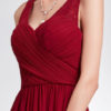 V Neck Long Prom Dresses Back Keyhole Ruched A Line Floor Length Wedding Guest Bridesmaid Dresses - Image 15