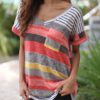 V Neckline Striped T-Shirt