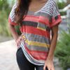 V Neckline Striped T-Shirt - Image 3