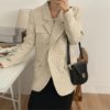 Vintage Chic Plaid Elegant Notched Collar Loose Blazers - Image 11