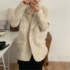 Vintage Chic Plaid Elegant Notched Collar Loose Blazers - Image 13