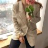 Vintage Chic Plaid Elegant Notched Collar Loose Blazers - Image 17