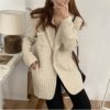 Vintage Chic Plaid Elegant Notched Collar Loose Blazers - Image 2