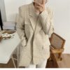 Vintage Chic Plaid Elegant Notched Collar Loose Blazers - Image 5