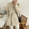 Vintage Chic Plaid Elegant Notched Collar Loose Blazers - Image 6