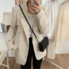 Vintage Chic Plaid Elegant Notched Collar Loose Blazers - Image 8