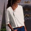 Buttons Turn-down Collar Long Sleeve Workwear Shirt - Image 13