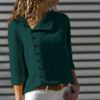 Buttons Turn-down Collar Long Sleeve Workwear Shirt - Image 15