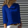 Buttons Turn-down Collar Long Sleeve Workwear Shirt - Image 16