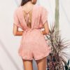 Casual Backless Lace Up V Neck Beach Jumpsuit - Image 4