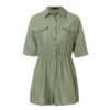 Casual Flower Embroidery Button Pocket Sash Belt Jumpsuit - Image 5