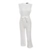 Casual High Waist Embroidery Bow Tie Jumpsuits - Image 6