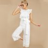 Casual High Waist Embroidery Bow Tie Jumpsuits - Image 2