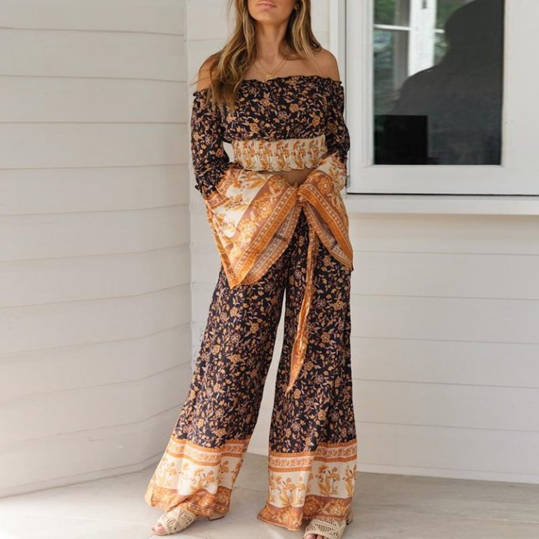 Casual Holiday Beach Floral Print Two Piece Jumpsuit - Image 2