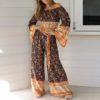 Casual Holiday Beach Floral Print Two Piece Jumpsuit