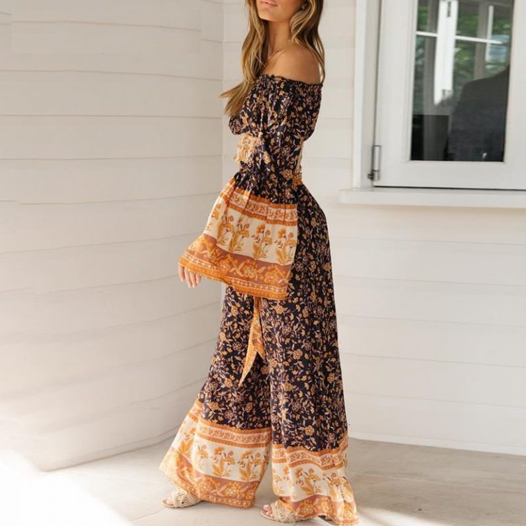 Casual Holiday Beach Floral Print Two Piece Jumpsuit - Image 3