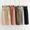 Casual Pocket Lace Skirt With Belt