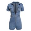 Casual Zipper Pockets Belt Fashion Party Club Jumpsuit - Image 8