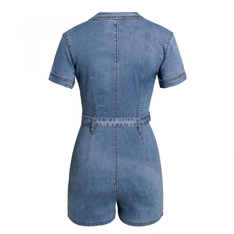 Casual Zipper Pockets Belt Fashion Party Club Jumpsuit - Image 9