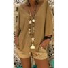 Deep V-neck Loose Blouse Shirt - Image 2
