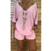 Deep V-neck Loose Blouse Shirt - Image 3