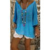 Deep V-neck Loose Blouse Shirt - Image 5