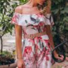 Elegant Floral Print Sashes Off Shoulder Long Jumpsuit - Image 2
