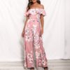 Elegant Floral Print Sashes Off Shoulder Long Jumpsuit - Image 3