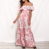Elegant Floral Print Sashes Off Shoulder Long Jumpsuit - Image 4