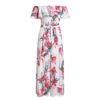 Elegant Floral Print Sashes Off Shoulder Long Jumpsuit - Image 7