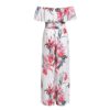 Elegant Floral Print Sashes Off Shoulder Long Jumpsuit - Image 8