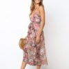 Elegant Floral Print Sexy Ruffled Sashes Jumpsuit - Image 3