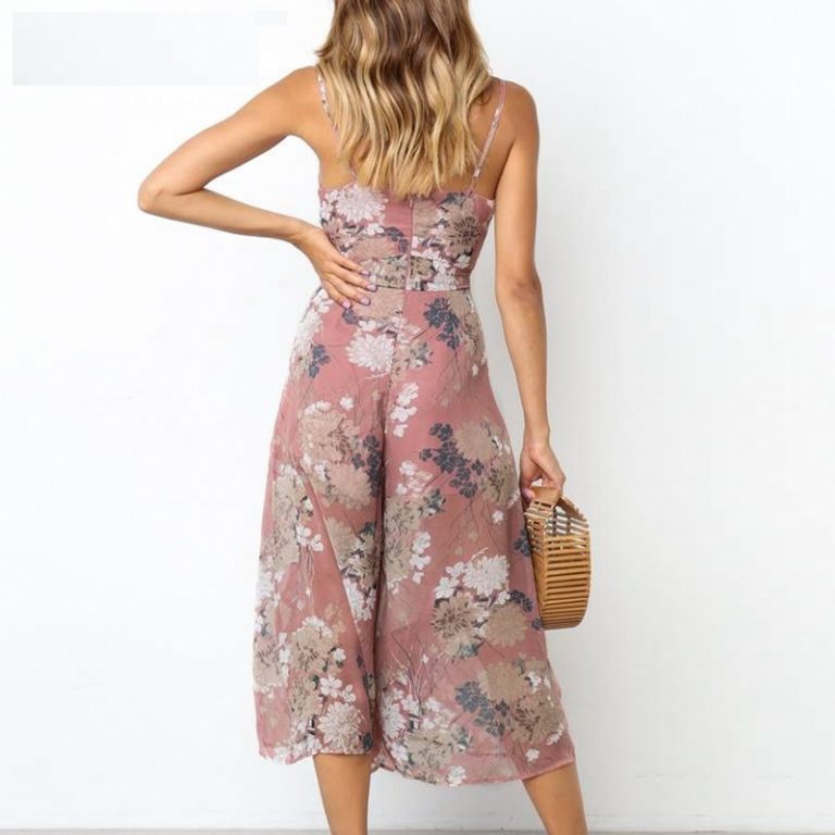 Elegant Floral Print Sexy Ruffled Sashes Jumpsuit - Image 4