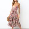 Elegant Floral Print Sexy Ruffled Sashes Jumpsuit - Image 2