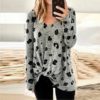 Elegant Floral Print V-neck Blouse - Image 3